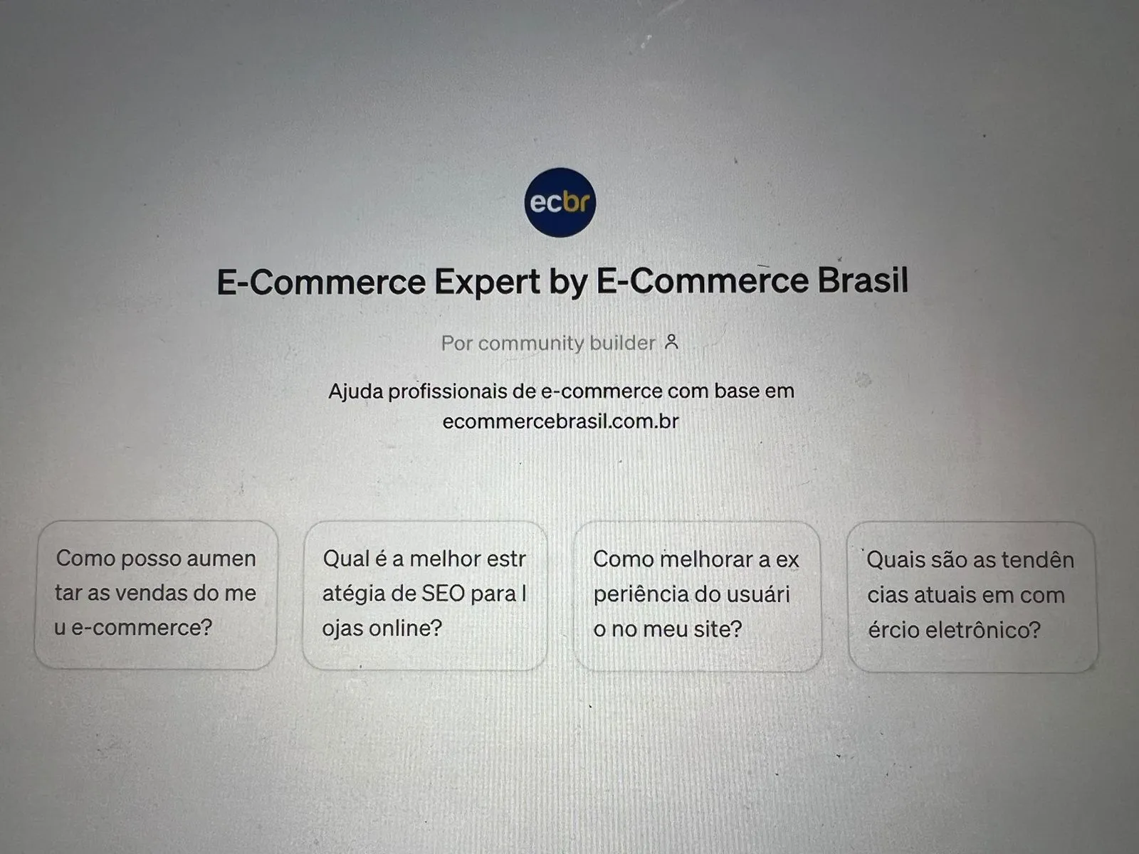 E-Commerce Brasil lança assistente "E-Commerce Expert", no ChatGPT, para ajudar profissionais de e-commerce