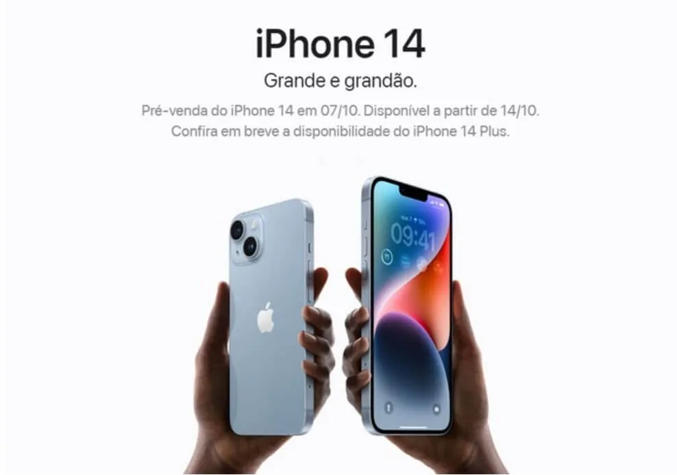 Landing page de pré-venda do iPhone 14