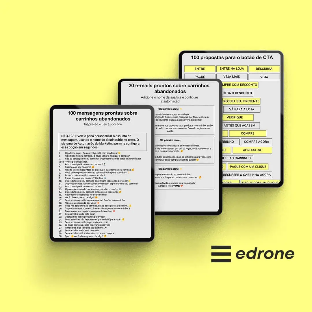 E-Book com dicas para recuperar carrinhos abandonados conteúdo da edrone