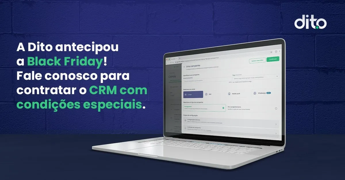 Banner promocional da empresa Dito convidando marcas a contratarem um CRM com uma demostração