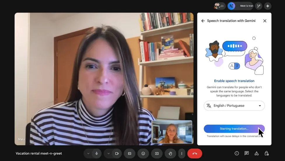 Google Meet ganha tradução simultânea em português